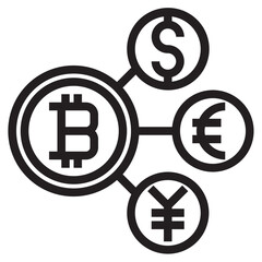 Bitcoin outline style icon