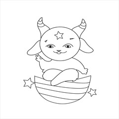 Coloring page. Colouring picture with girlish panda bear.