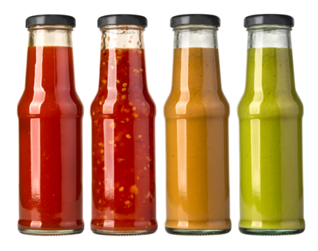 barbecue sauces in glass bottles