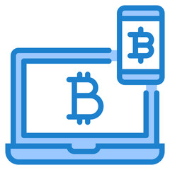 Obraz premium Bitcoin blue style icon