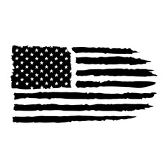 black and white american flag