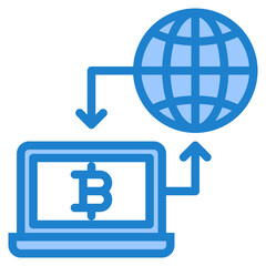 Fototapeta premium Bitcoin blue style icon