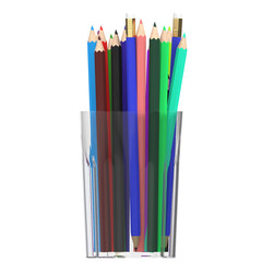 Fototapeta premium 3d rendering illustration of some coloured pencils in a glass