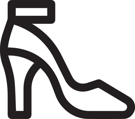 Women's high-heel shoes. Vector line icon on white background - linear style.

