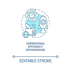 Operational efficiency optimization turquoise concept icon. Improve telecom speed abstract idea thin line illustration. Isolated outline drawing. Editable stroke. Arial, Myriad Pro-Bold fonts used