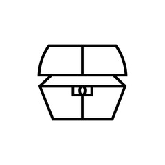  Antique treasure chest line icon isolated on white background