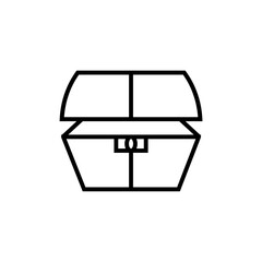  Antique treasure chest line icon isolated on white background