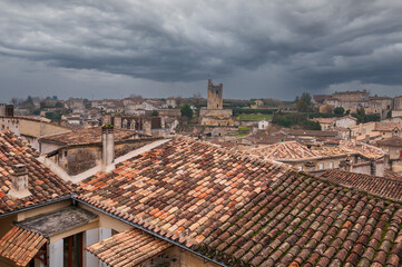 The roofs of Saint Emilion, famous worldwide for its famous wine, Gironde, France