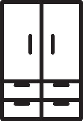 Wardrobe furniture outline icon. linear style sign for mobile concept and web design. Double door Closet simple line vector icon. Symbol, logo illustration. 