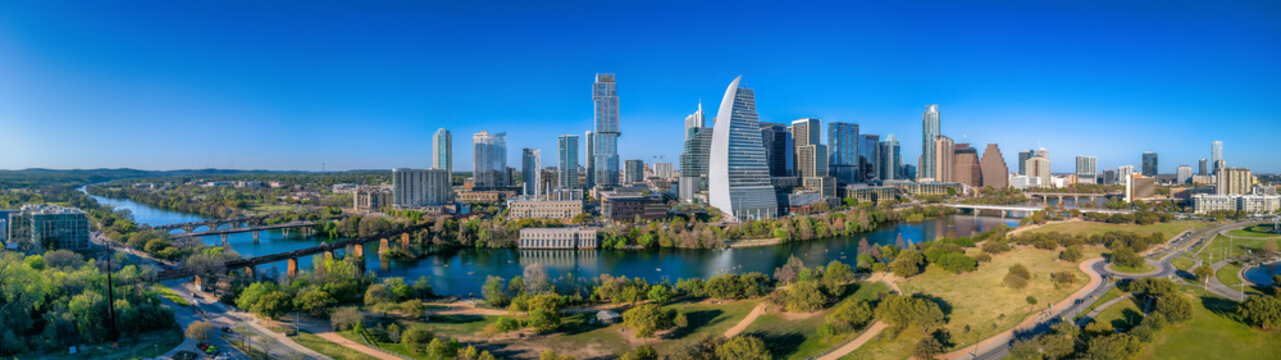 Colorado in between the park and cityscape of Austin, Texas