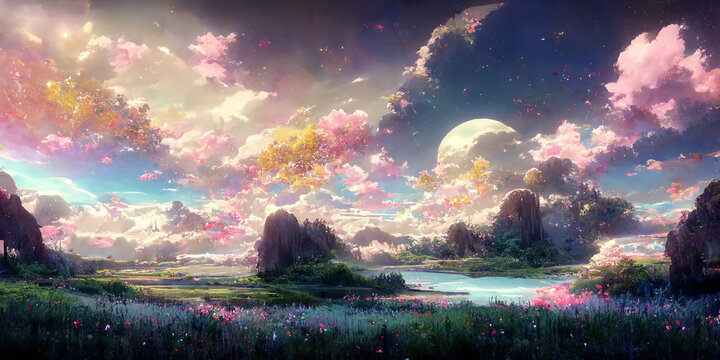 ArtStation - Sunset Anime landscape-demhanvico.com.vn