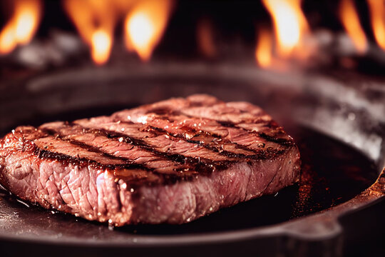 Delicious Cook Meat Steak and Black Copy space Background For Menu Restaurant or Recipe Text and Advisement.