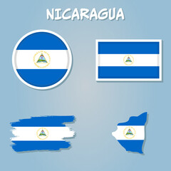 Circle flag vector of Nicaragua on blue background.