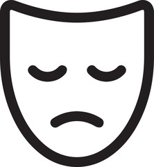 Sadness,tragedy,drama line theater mask vector illustration