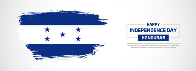 Abstract flag of Honduras on hand drawn brush strokes. Happy Independence Day with grunge style vector background