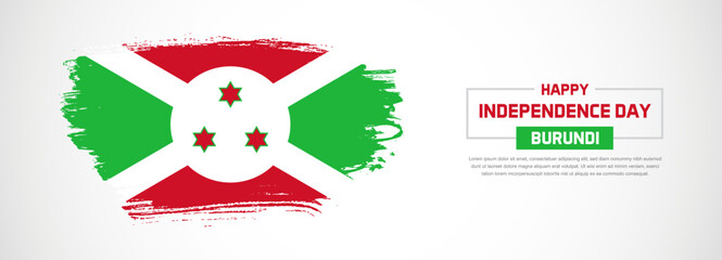 Abstract flag of Burundi on hand drawn brush strokes. Happy Independence Day with grunge style vector background