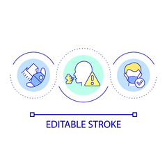 Respiratory organs protection loop concept icon. Wear medical mask. Infectious disease prevention abstract idea thin line illustration. Isolated outline drawing. Editable stroke. Arial font used