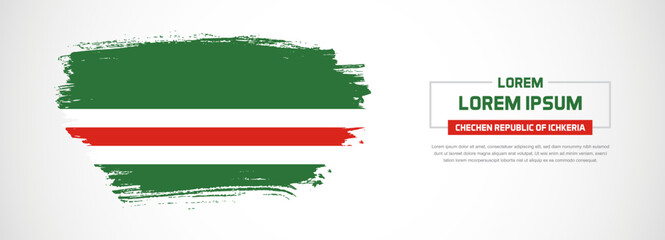 Abstract flag of Chechen Republic of Ichkeria on hand drawn brush strokes. Happy Independence Day with grunge style vector background