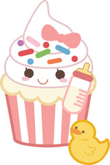 cute pink baby shower cupcake