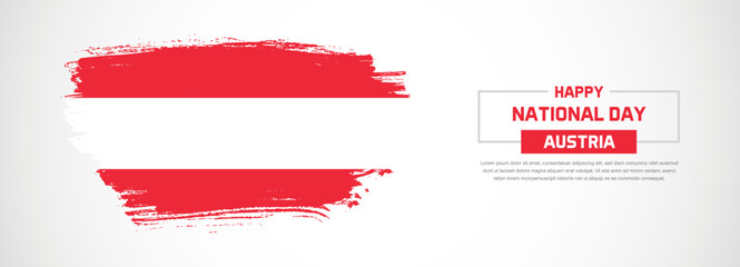 Abstract flag of Austria on hand drawn brush strokes. Happy Independence Day with grunge style vector background
