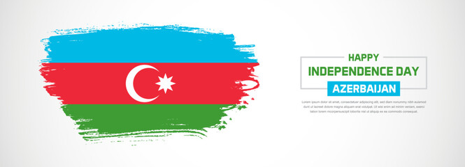 Abstract flag of Azerbaijan on hand drawn brush strokes. Happy Independence Day with grunge style vector background
