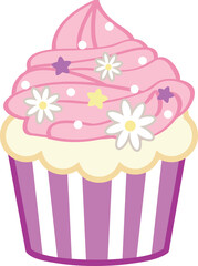 cupcake with icing and sprinkles