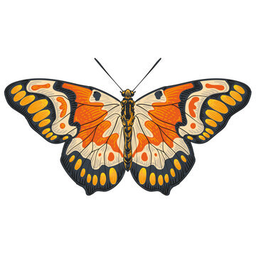 Butterfl with open wings vector illustration and drawing