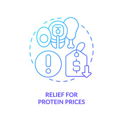 Fototapeta na wymiar Increasing protein food prices blue gradient concept icon. Meat costs growth. Food consumption. Inflation abstract idea thin line illustration. Isolated outline drawing. Myriad Pro-Bold fonts used