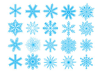 Fototapeta na wymiar Snowflake winter set collection isolated on white background.