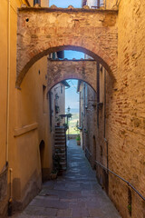 Medieval street in the historic center of Montepulciano,  Tuscany, Italy