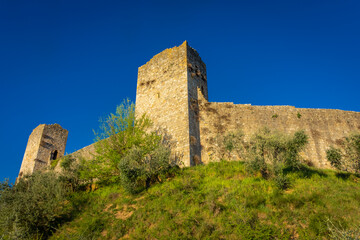Obraz premium Medieval walls of Monteriggioni fortified town in Tuscany, Italy