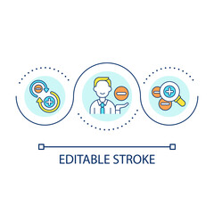 Fototapeta premium Analyze advantages and disadvantages loop concept icon. Focus on strong side. Highlight pluses abstract idea thin line illustration. Isolated outline drawing. Editable stroke. Arial font use