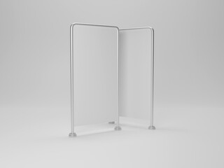 Stand banner mockup 3d rendering with white background  