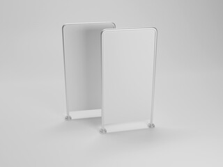 Stand banner mockup 3d rendering with white background  