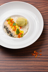 Thai desserrt,  sticky rice with mango.