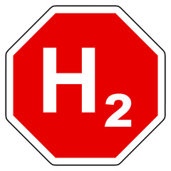 Wasserstoff und Stop Schild