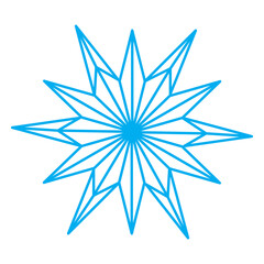 Snowflake symbol blue silhouette isolated on white background