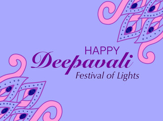 Happy Deepavali simple greeting with soft pastel colour background