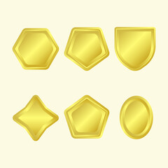 Gold emblem set, symbol shield, badge shape.