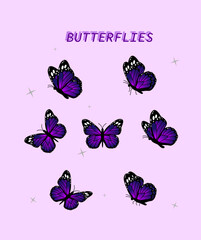 set of butterflies