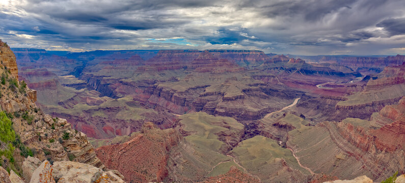 Grand Canyon viewed just east of Zuni Point on a stormy day, Grand Canyon National Park, UNESCO World Heritage Site, Arizona