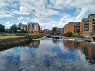 A river in the city of Leeds in northern England