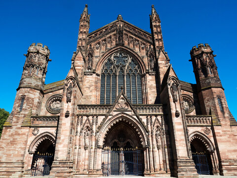 West Front of Hereford Cathedral, Hereford, Herefordshire, England, United Kingdom