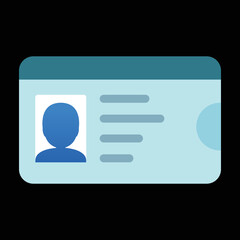 Identification Card vector flat icon design. Isolated document  identification card with a portrait and words sign symbol.