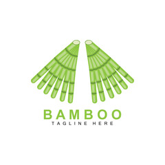 Bamboo Logo Design, Green Tree Vector, Panda Food, Product Brand Template Illustration