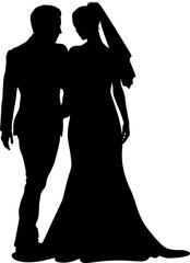 Bride And Groom Couple Wedding Dress Silhouettes