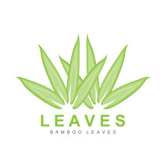 Bamboo Leaf Logo Design, Green Plant Vector, Panda Food Bamboo, Product Brand Illustration