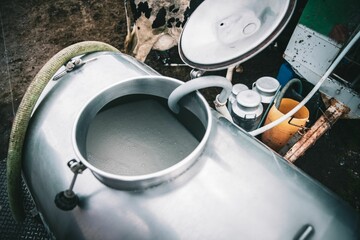 Closeup of milk tank on a cow exploration