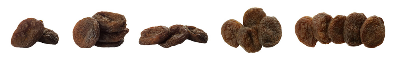 Set with tasty dried apricots on white background. Banner design