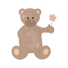 Cute teddy bear with a flower in its paw